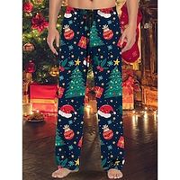 Men's Christmas Pajamas Flannel Pajama Pants Lounge Pants 1 pcs Graphic Prints Stylish Casual Comfort Home Christmas Daily Cotton Blend Comfort Soft Pant Drawstring Elastic Waist Spring Fall Wine Red Lightinthebox - thumbnail