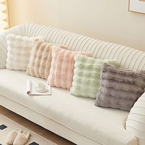 Nordic Light Luxury Solid Color Imitation Rabbit Hair Throw Pillow Bedroom Headrest Cushion Living Room Sofa Plush Throw Pillow Cover Window Throw Pillow Lightinthebox