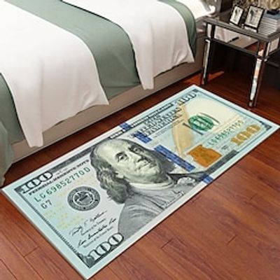 Creative 100 Dollar Bill Rug, 100 Dollar Bill Area Rug With Non-Slip Backing, Bedroom Besdie Rug, Runner Rug For Kitchen Hallway Laundry, Money Rug, Water Absorption Money Printed Runner Lightinthebox Creative 100 Dollar Bill Rug, 100 Dollar Bill Area Rug With Non-Slip Backing, Bedroom Besdie Rug, Runner Rug For Kitchen Hallway Laundry, Money Rug, Water Absorption Money Printed Runner Lightinthebox