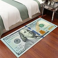 Creative 100 Dollar Bill Rug, 100 Dollar Bill Area Rug With Non-Slip Backing, Bedroom Besdie Rug, Runner Rug For Kitchen Hallway Laundry, Money Rug, Water Absorption Money Printed Runner Lightinthebox - thumbnail