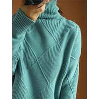 Women's Pullover Sweater Jumper Turtleneck Ribbed Knit Polyester Oversized Fall Winter Regular Outdoor Daily Going out Stylish Casual Soft Long Sleeve Solid Color Black Yellow Camel S M L Lightinthebox - thumbnail