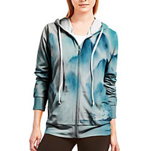 Women's Hoodie Zip Up Hoodie Sweatshirt Scenery Abstract Ink Painting Zipper Print Sports Holiday 3D Print Active Streetwear Hoodies Sweatshirts  Blue Lightinthebox