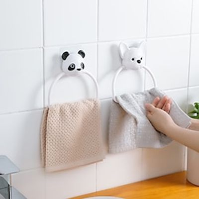 1PC ABS Cartoon Animals Towel Rack Wall-Mounted Bathroom Toilet Child Hanging Towel Holder Hanger Home Kitchen Towel Rack Ring Lightinthebox