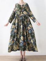 Vintage Floral Print Women Dresses