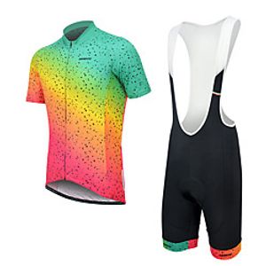 Short Sleeve Cycling Jersey with Bib Shorts Summer Nylon Green  Yellow Polka Dot Gradient Bike Quick Dry Sports Polka Dot Mountain Bike MTB Road Bike Cycling Clothing Apparel  Stretchy  Athletic Lightinthebox