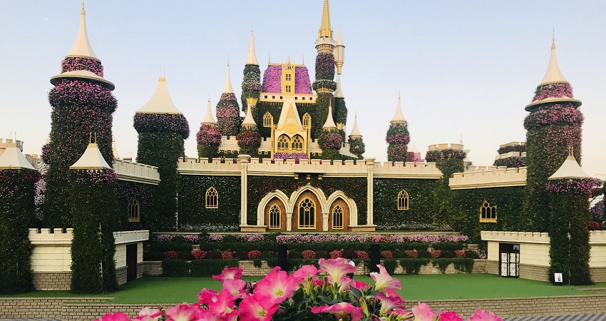 Flower Castle at Miracle Garden Flower Castle at Miracle Garden